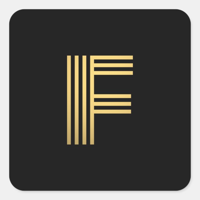 Modern Gold Monogram Square Sticker (Front)