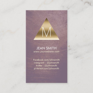 Modern Gold Monogram Triangle Logo Business Card