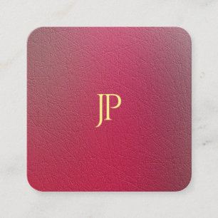 Modern Gold Monogrammed Structured Textured Look Square Business Card