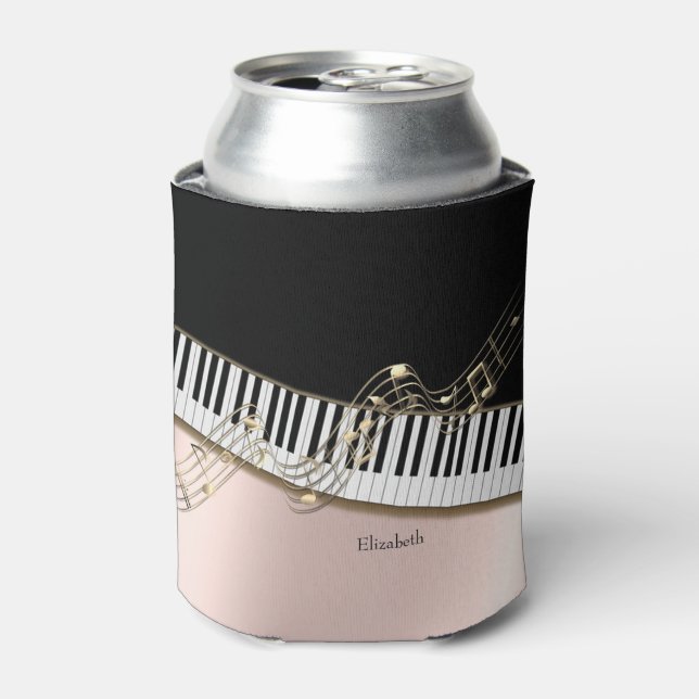  Modern Gold Music Notes,Piano Keys Rose Gold  Can Cooler (Can Front)