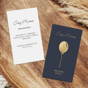 Modern Gold Navy Balloon Artist   Event Planner Business Card