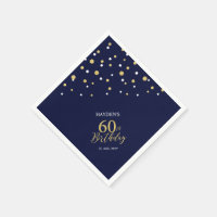 Modern Gold & Navy Blue 60th Birthday Party
