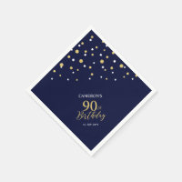 Modern Gold & Navy Blue 90th Birthday Party