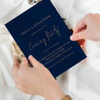 Modern Gold Navy Blue Wedding Evening Party