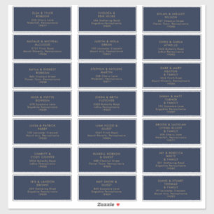 Modern Gold   Navy Wedding Guest Address Sticker
