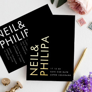 Modern Gold Non-Photo Bold Names Save Our Date