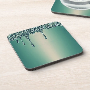 Modern Gold Ombre Marble Glam Metallic Foil Coaster