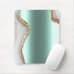 Modern Gold Ombre Marble Glam Metallic Foil Mouse Mat
