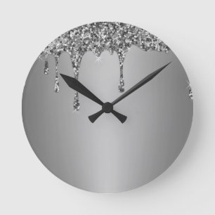Modern Gold Ombre Marble Glam Metallic Foil Round Clock
