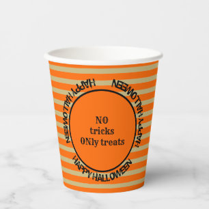 Modern Gold Orange Black Happy Halloween Party Paper Cups