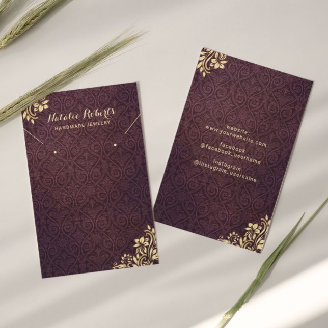 Modern Gold Ornament Purple Damask Earring Display (Creator Uploaded)