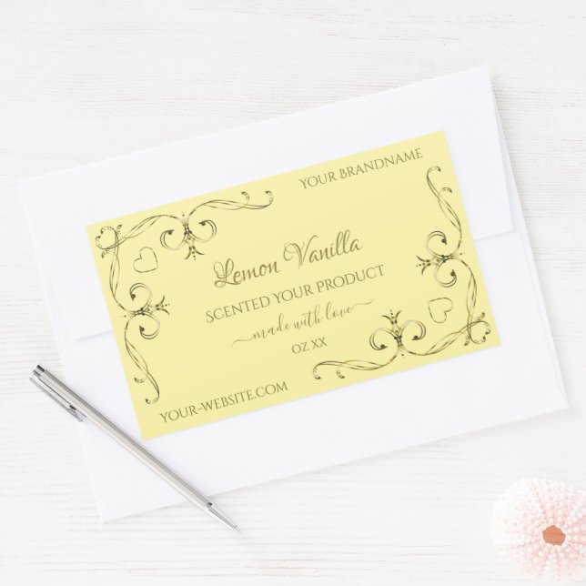 Modern Gold Ornate Corners on Cream Product Labels (Envelope)