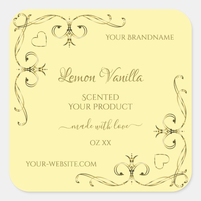 Modern Gold Ornate Corners on Cream Product Labels (Front)