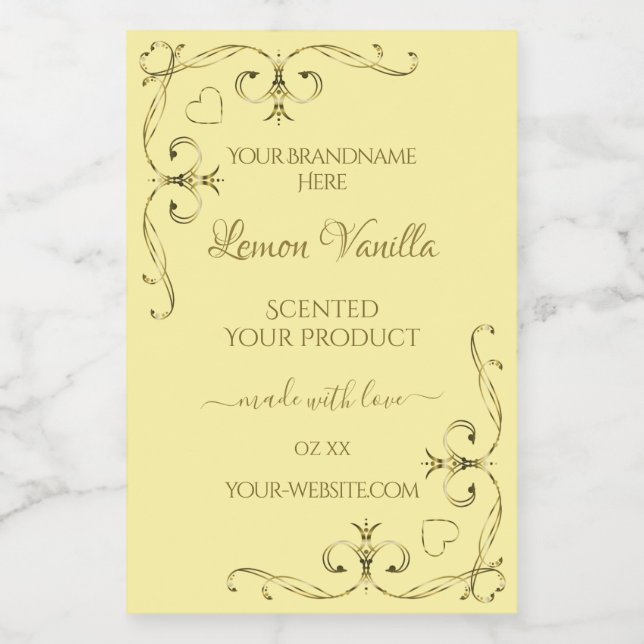 Modern Gold Ornate Corners on Cream Product Labels (Single Label)