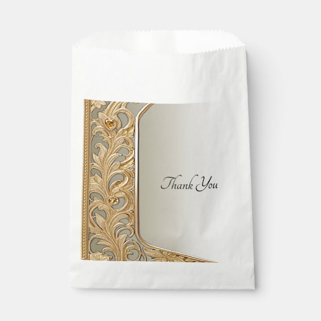 Modern Gold Ornate Favour Bag (Front)