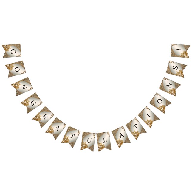 Modern Gold Ornate Floral Bunting Flag (All)