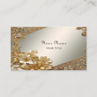 Modern Gold Ornate Floral Business Card