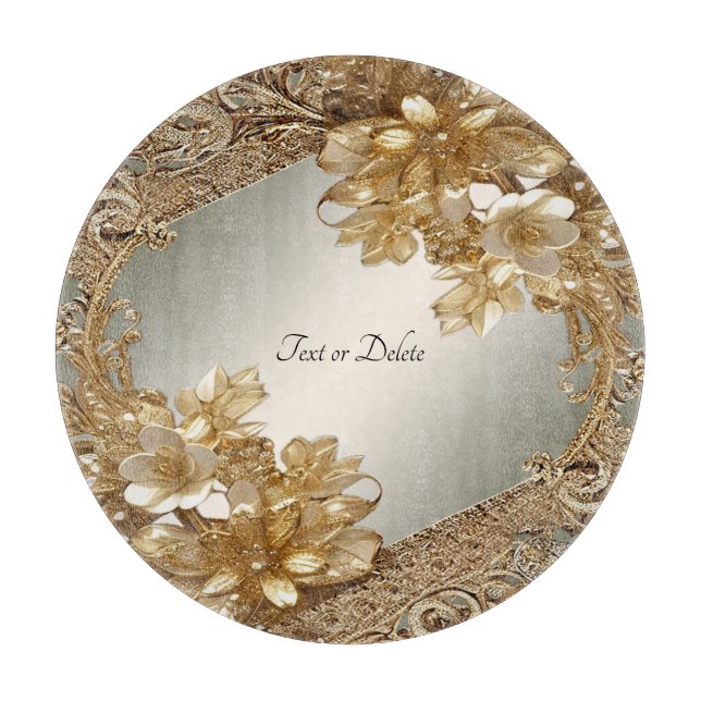 Modern Gold Ornate Floral Cutting Board (Front)