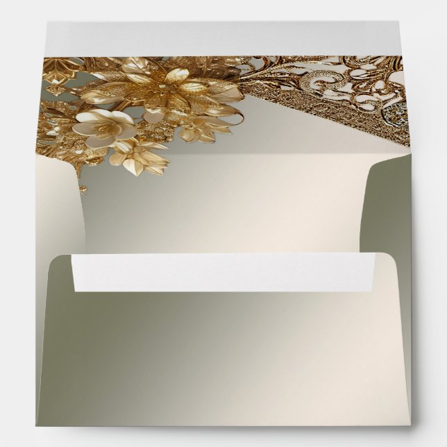 Modern Gold Ornate Floral Envelope (Back (Bottom))