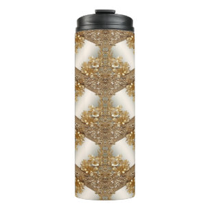 Modern Gold Ornate Floral Thermal Tumbler