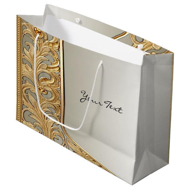 Modern Gold Ornate Gift Bag (Front Angled)