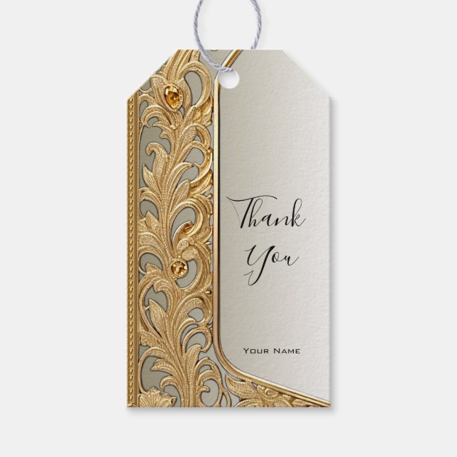 Modern Gold Ornate Gift Tag (Front)