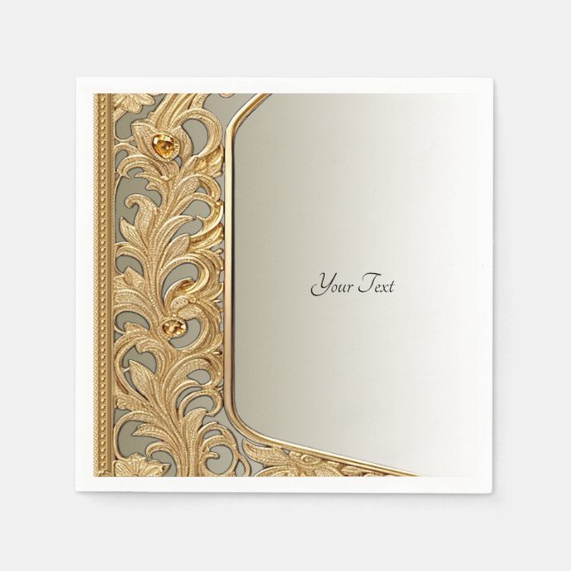 Modern Gold Ornate Napkins (Front)