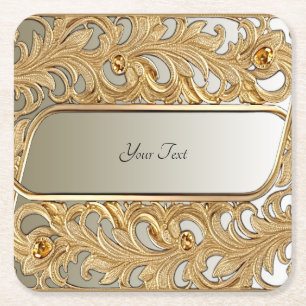Modern Gold Ornate Paper Coaster