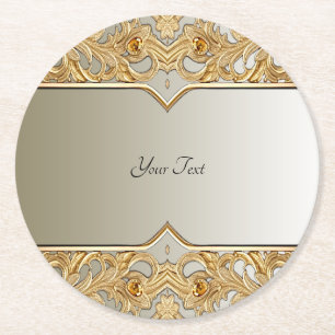Modern Gold Ornate Paper Coaster