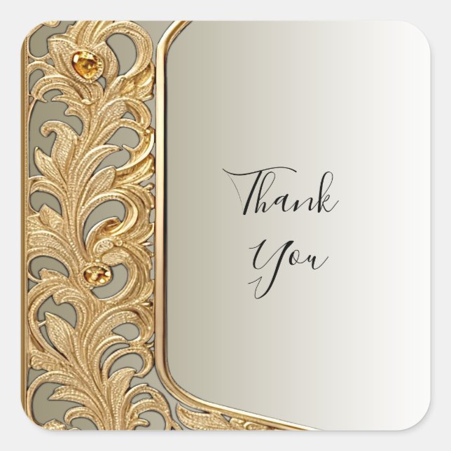 Modern Gold Ornate Sticker (Front)