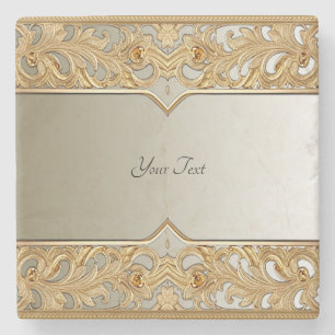 Modern Gold Ornate Stone Coaster