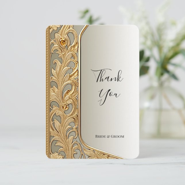Modern Gold Ornate Thank You Card (Standing Front)