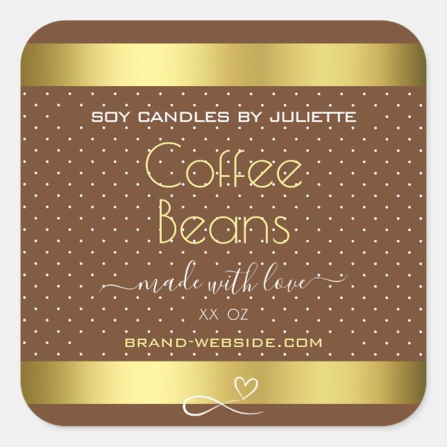Modern Gold Packaging Labels Brown Coffee Beans (Front)