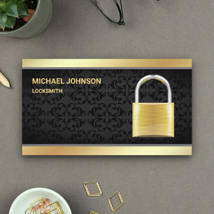Modern Gold Padlock Locksmith Business Card