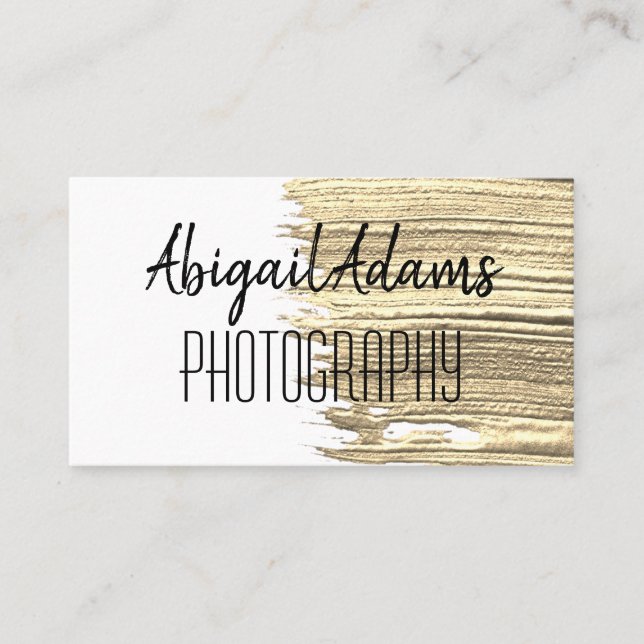 Modern Gold Paint Minimal Business Card (Front)