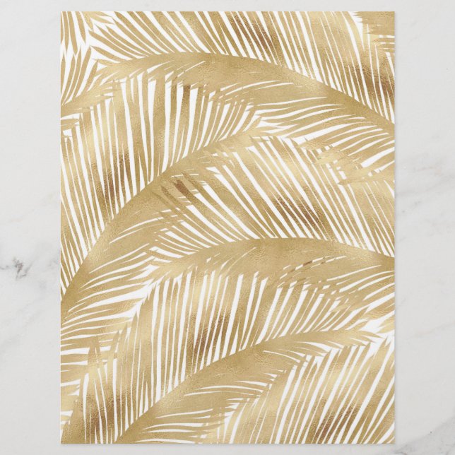Modern Gold Palm Leaf Tropical Pattern Custom Letterhead (Front)