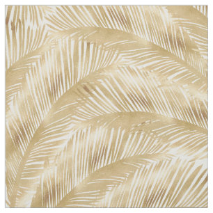 Modern Gold Palm Leaf Tropical Pattern Fabric