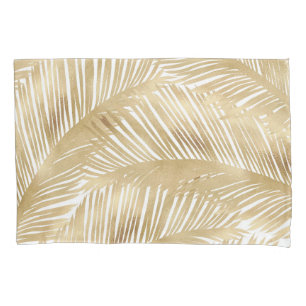 Modern Gold Palm Leaf Tropical Pattern Pillowcase