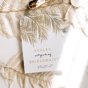 Modern gold palm tree Bridesmaid Invitation
