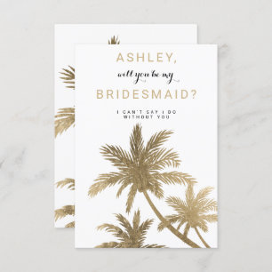 Modern gold palm trees tropical Bridesmaid Invitation