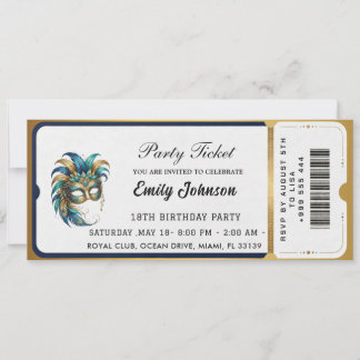 Modern gold party ticket invitations 