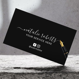 Modern Gold Pen Calligraphy Signature Social Media Business Card