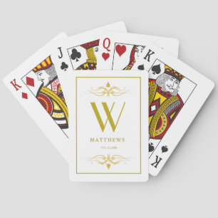 Modern gold Personalised Monogram and Name  Playing Cards