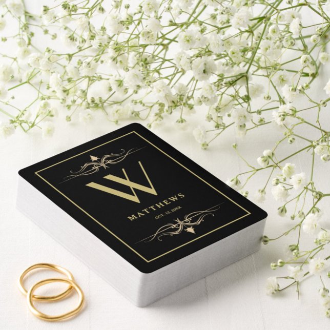 Modern gold Personalised Monogram and Name Playing Cards (Creator Uploaded)