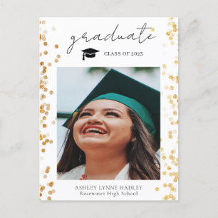 Modern Gold Photo Graduate Announcement Postcard