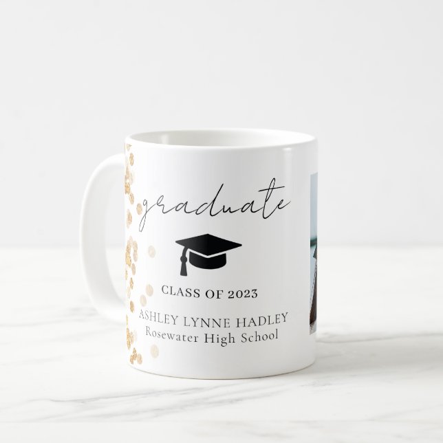Modern Gold Photo Graduate Coffee Mug (Front Left)