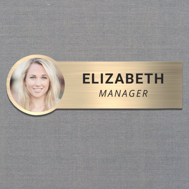 Modern Gold Photo ID Name Tag (Creator Uploaded)