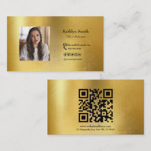 Modern Gold Photo QR Code Professional  Business Card
