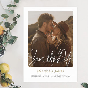 Modern Gold Photo Wedding Save the Date Magnet