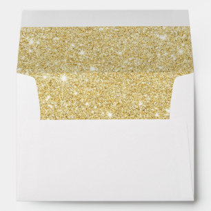 Modern Gold Pineapple Beach Wedding Gold Glitter Envelope